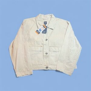 NWT GAP Women's Short Canvas Jacket in Cream light Tan sz XXL